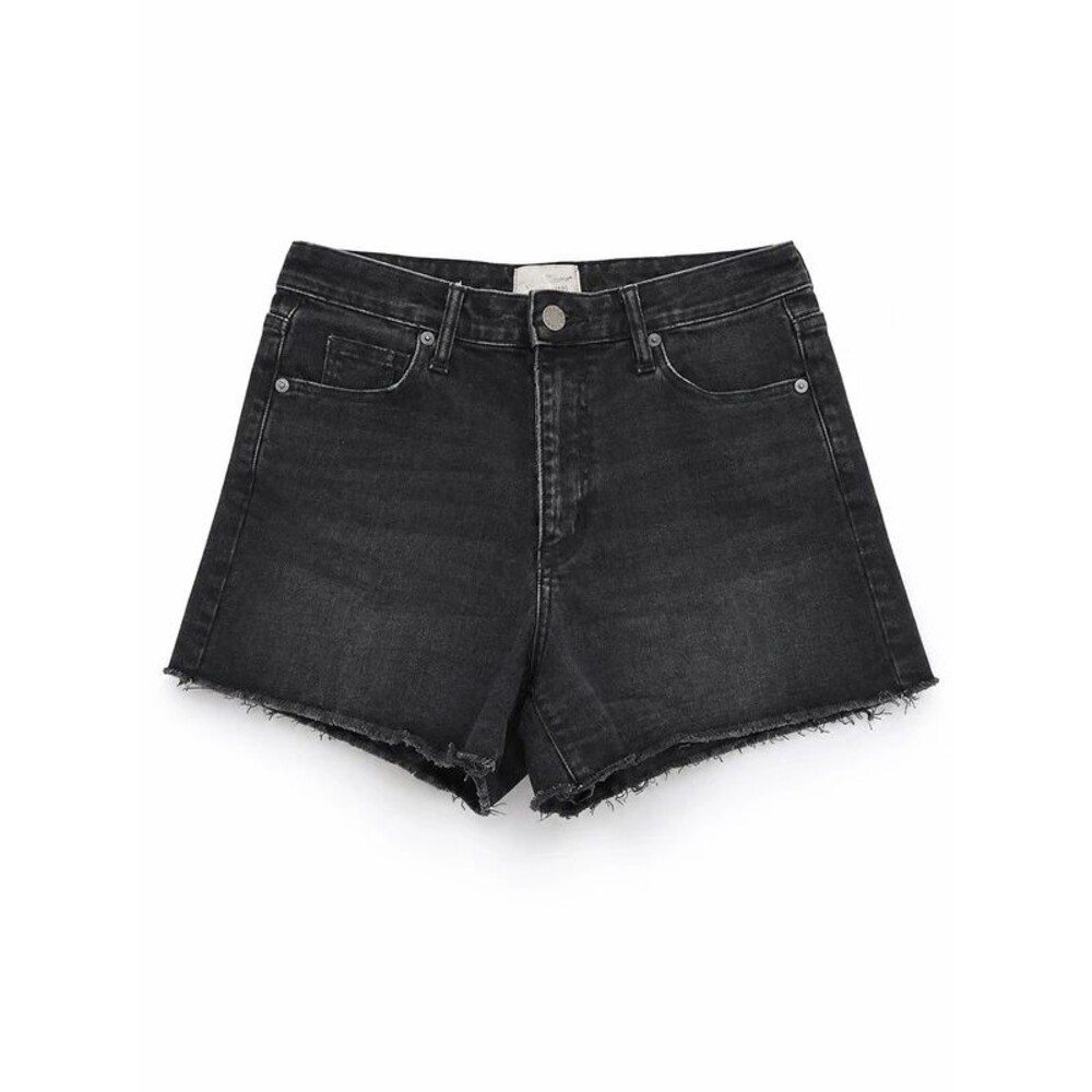 Universal Thread High Rise Midi Denim Shorts 8/29 Black Raw Hem Stretch Cutoff